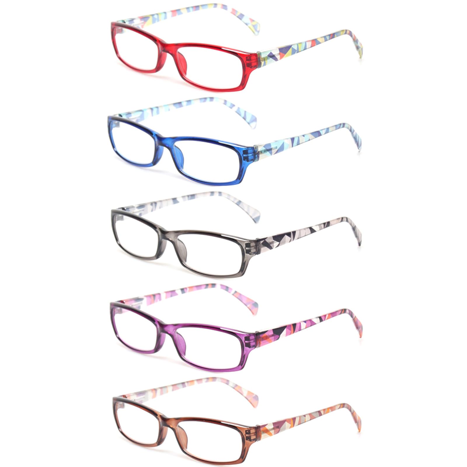 Photo 1 of Kerecsen Reading Glasses 5 Pairs Fashion Ladies Readers Spring Hinge with Pattern Print Eyeglasses for Women (Multicolor, 0.5, x)