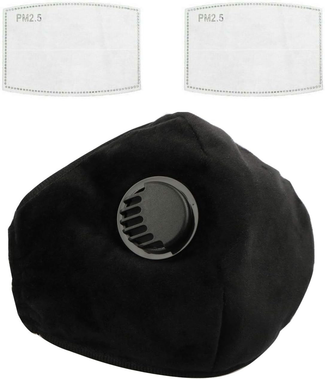 PM2.5 Activated Carbon Filter 5 Layer Replacement Protective Filter for Mask(1 Mask +2 Filters) (Black)