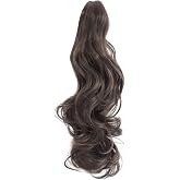 Mitrygreen Claw Clip Ponytail 18" Clip in Wavy Ponytail Hair Extensions Long Pony Tails for Women Medium Brown Wave Hairpiece