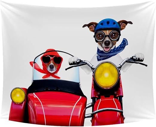 Funny Driving Dog Tapestry Wall Art Deco Wall Hanging Blanket for