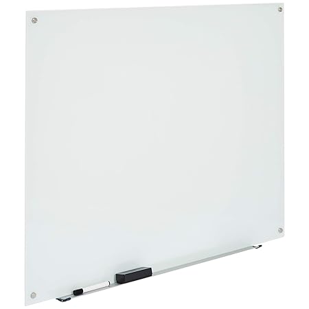 AmazonBasics - Trocken abwischbares Whiteboard aus Glas, Weiß, magnetisch, 1,21 x 0,91 m
