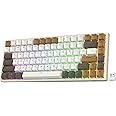 RK ROYAL KLUDGE RK84 RGB Limited Ed, 75% Triple Mode BT5.0/2.4G/USB-C Hot Swappable Mechanical Keyboard, 84 Keys Wireless Gaming Keyboard, RK Yellow Switch, Macchiato White