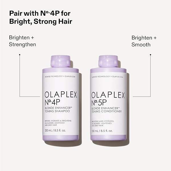 OLAPLEX Nº.5P BLONDE ENHANCER PURPLE TONING CONDITIONER: NEUTRALIZES BRASSINESS & STRENGTHEN | REPAIRS DAMAGES & HYDRATES HAIR | FOR COILY, CURLY, STRAIGHT, AND WAVY, 250 ML / 8.5 FL. OZ.