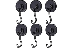 harmiey Magnetic Hooks 100LB Cruise Refrigerator Heavy Duty Neodymium Rare Earth Magnetic Hangers,Rubber Scratch-Resistant Base，Ideal for Indoor/Outdoor Hanging(Black 6Pack)