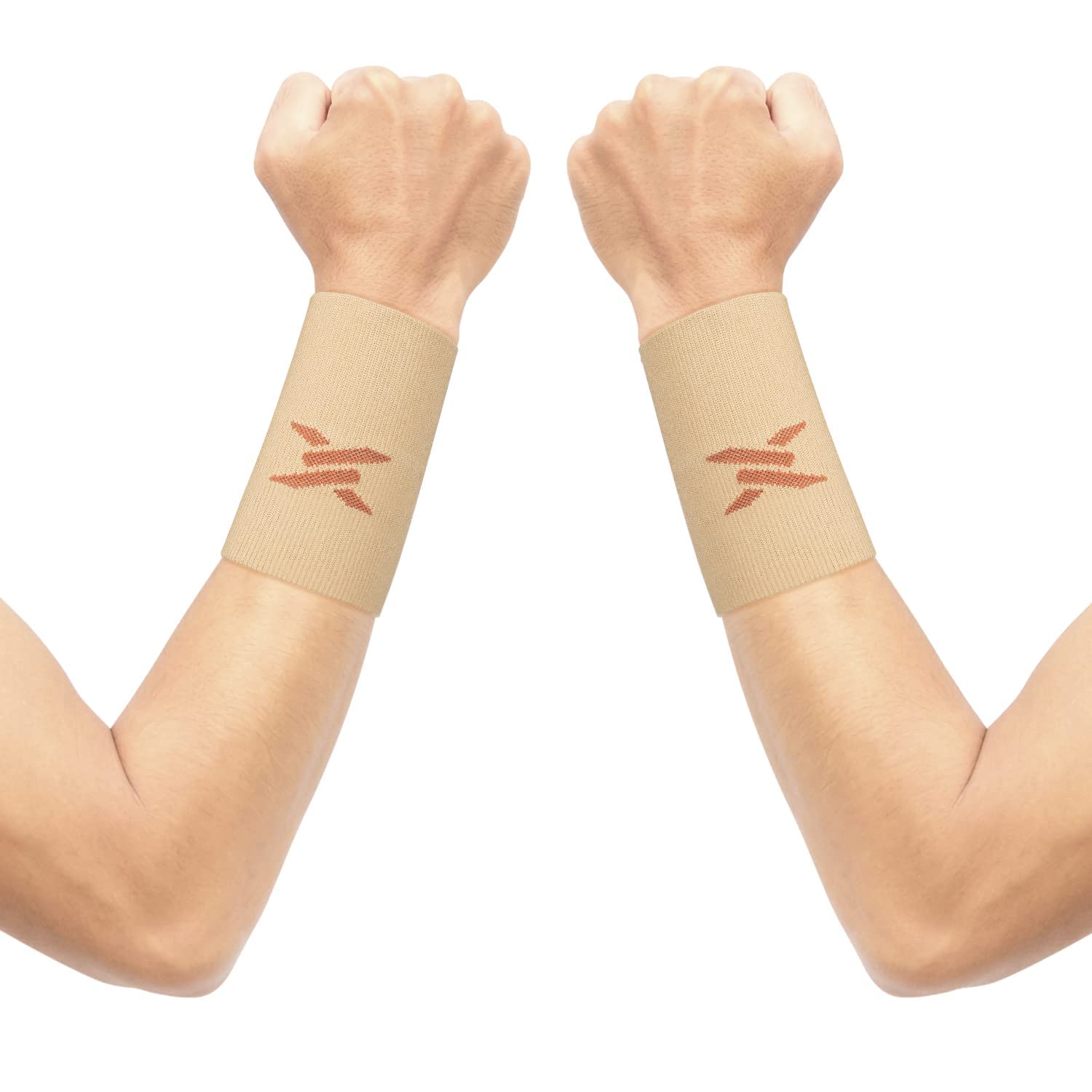 Thx4COPPER Compression Wrist Sleeve-Copper Infused Wrist Support for Men &Women-Improve Circulation and Recovery 1 Pair,Beige,S