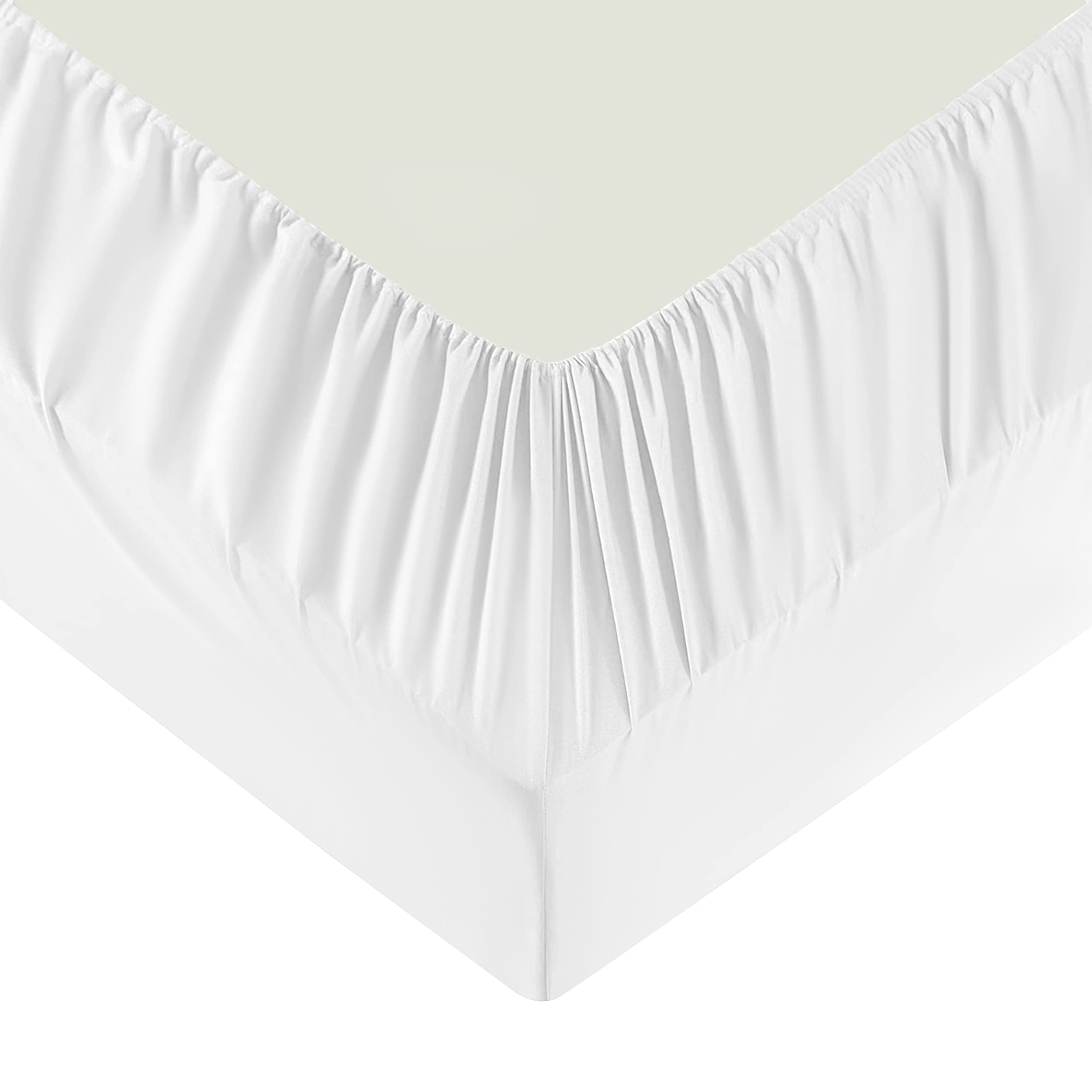 Moonlight Bedding Super King Fitted Sheet White - Premium 25cm Deep Pocket Fitted Bed Sheets – Soft Brushed Microfiber & Wrinkle Free Fitted Bottom Sheet Fad Resistant Bed Sheet (180 x 200 Cm)