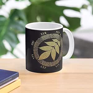 Taza De Café Árbol Otoño Otoño Runas De Vikingos Vida Asgard Hoja