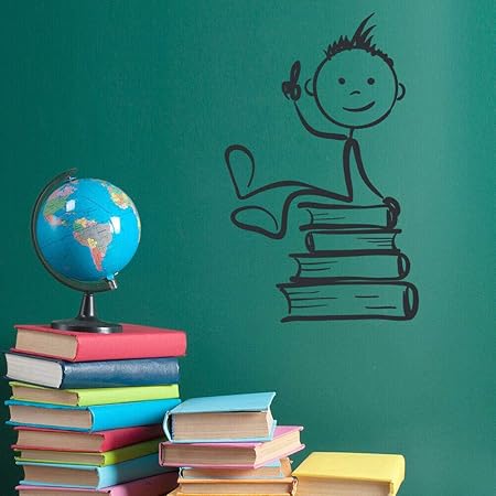 Amazon Com Mrqxdp Child On Books Wall Stickers School Vinyl Wall