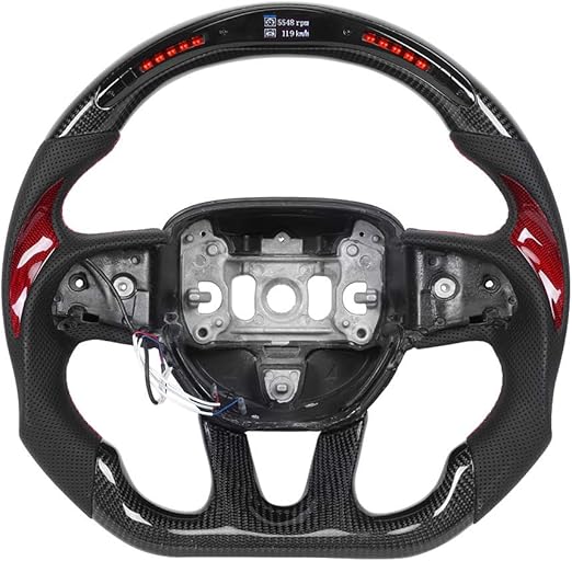 Hlyjoon Steering Wheel,Carbon Fiber Steering Wheel LED Race