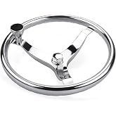 Stainless Steel Boat Steering Wheel 3 Spoke 13-1/2" Dia, with 5/8" -18 Nut and Turning Knob for Seastar and Verado