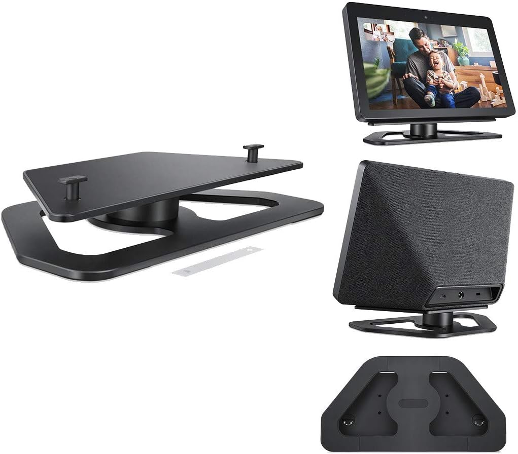 BoKo Black Aluminum Stand Compatible Echo Show 2nd Generation, 360° rotated Polishing Stand Horizontal or Tilt with Installation Tool (Black)