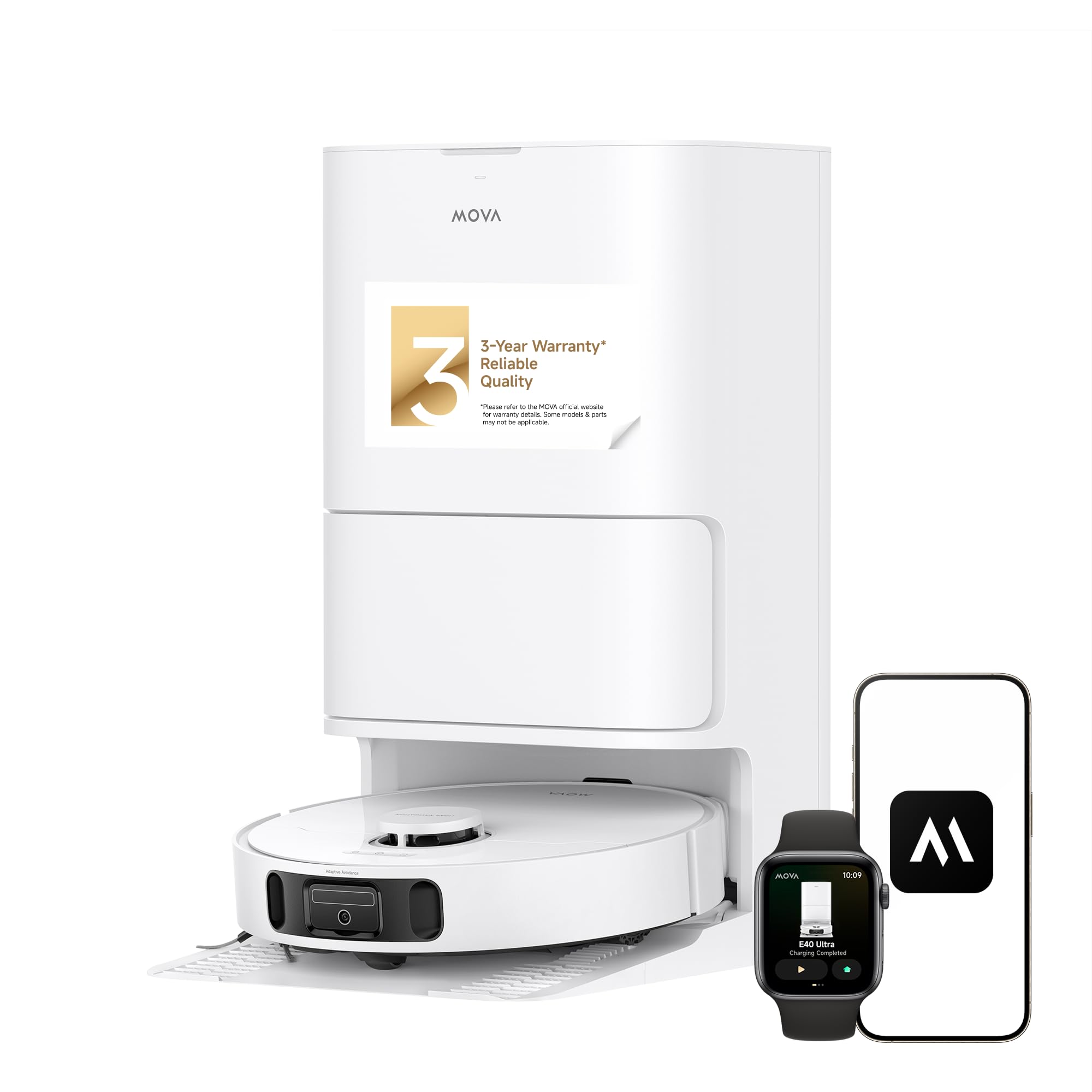 Photo 1 of Mova E40 Ultra Robot Vacuum and Mop, 19,000Pa Suction, Extenable & Liftable Mop, All-in-One Station, Auto-Empty, Auto Washing & Hot Air Drying, 360°Obstacle Avoidance, App & Voice Control