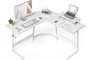 CubiCubi 47 Inch l Shaped Desk, Computer Corner Desk, Gaming Desk with Large Monitor Stand for Home Office Study Writing Work