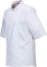 Portwest C738 Chef Jacket MeshAir Short Sleeve Kingsmill Polycotton White XXXL view 3