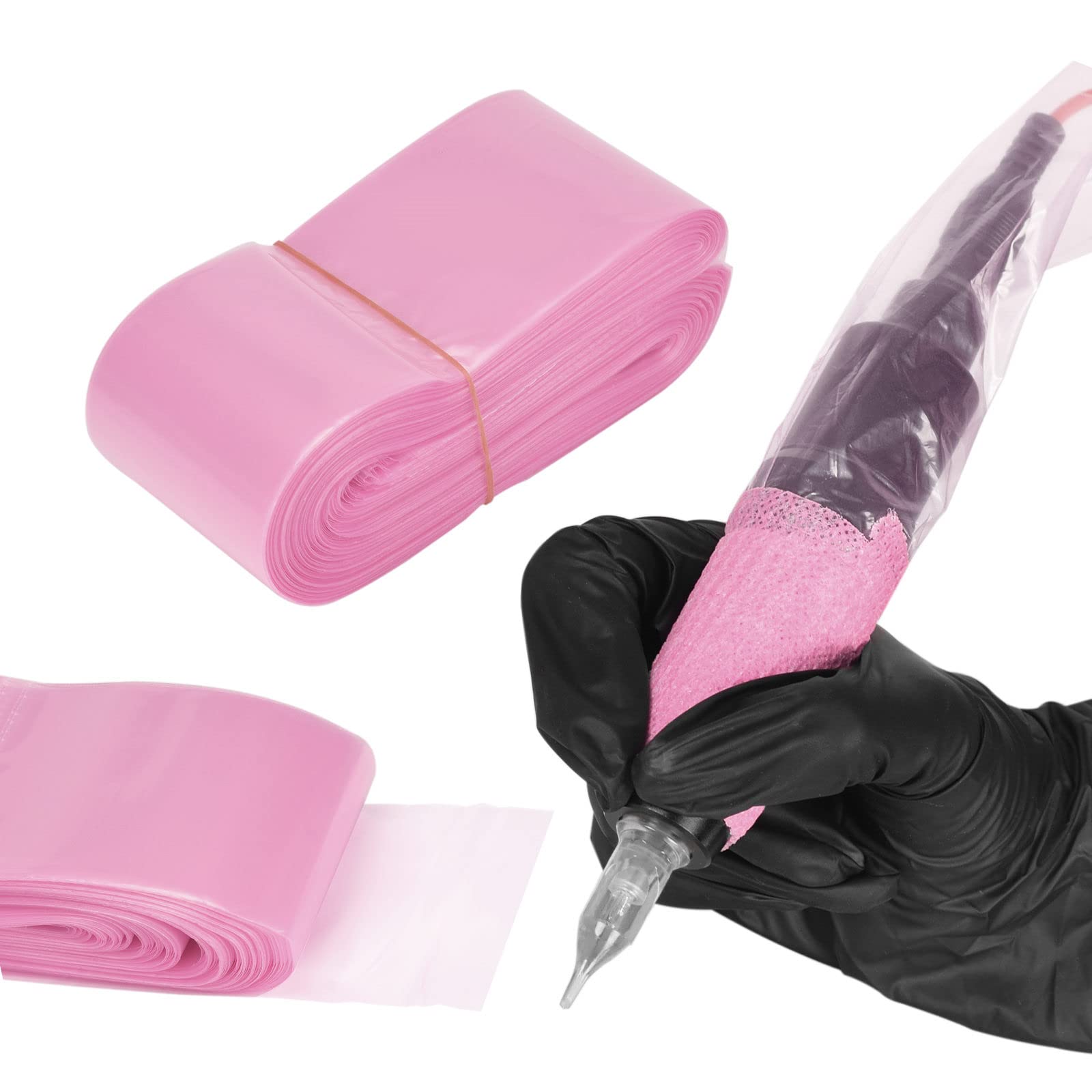ATOMUS 100Pcs Disposable Tattoo Clip Cord Sleeves Pink Plastic Cover Bags Tattoo Pen Bag Tattoo Machine Accessories — image 1