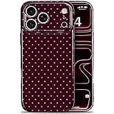 Amzfield Compatible with iPhone 17 Pro Max Case, Cute Small Polka Dot Aesthetic Retro Design for Women Girls Soft TPU Protective Shockproof Case for iPhone 17 Pro Max, Burgundy