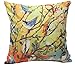 JINBEILE 18 X 18 Inch Cotton Linen Throw Pillow Cover Oil Painting 16 Birds and Tree Cushion Case Home Decorative Pillowcase