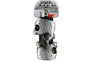 KIPP BROTHERS Metal Lighter Case for BIC Lighters, Lighter Protector and Bottle Opener - Double Skulls
