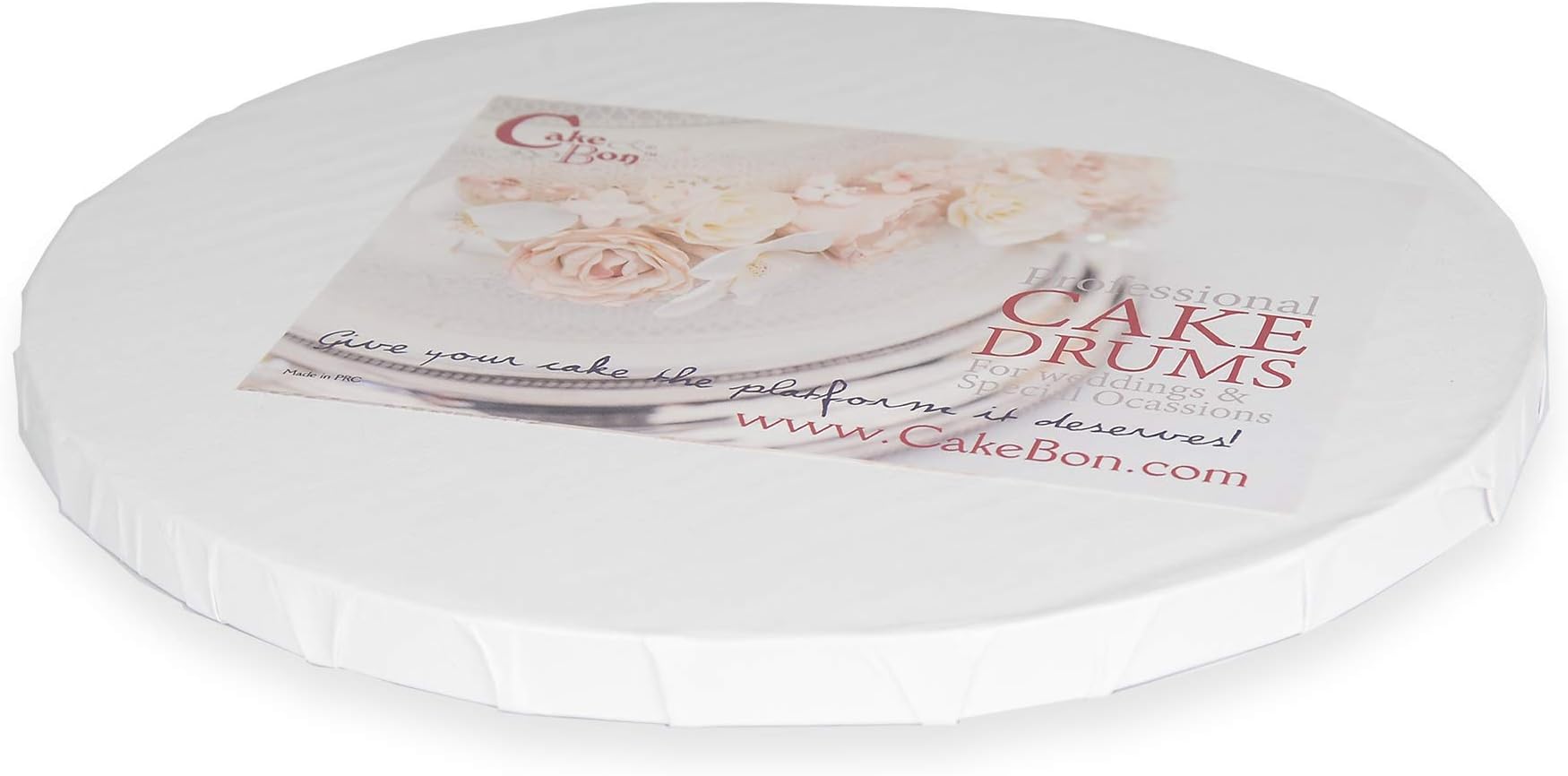 Cakebon Cake Boards Sturdy 1/2 Inch Cake Drums - 8 Inch Cake Board Professional Fully Wrapped Edges White 1-Pack - 8 Inch Cake Drum