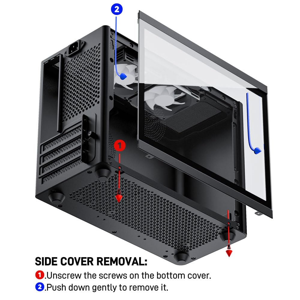 Micro ATX Case with Fans, 2PCS 90mm RGB Fans Pre-Installed,14.6L 0.8mm Thickness SPCC MATX PC Case Mini ITX PC Case with Type C USB3.0, Supports 135mm CPU Cooler, 310mm GPU and Standard ATX PSU Black