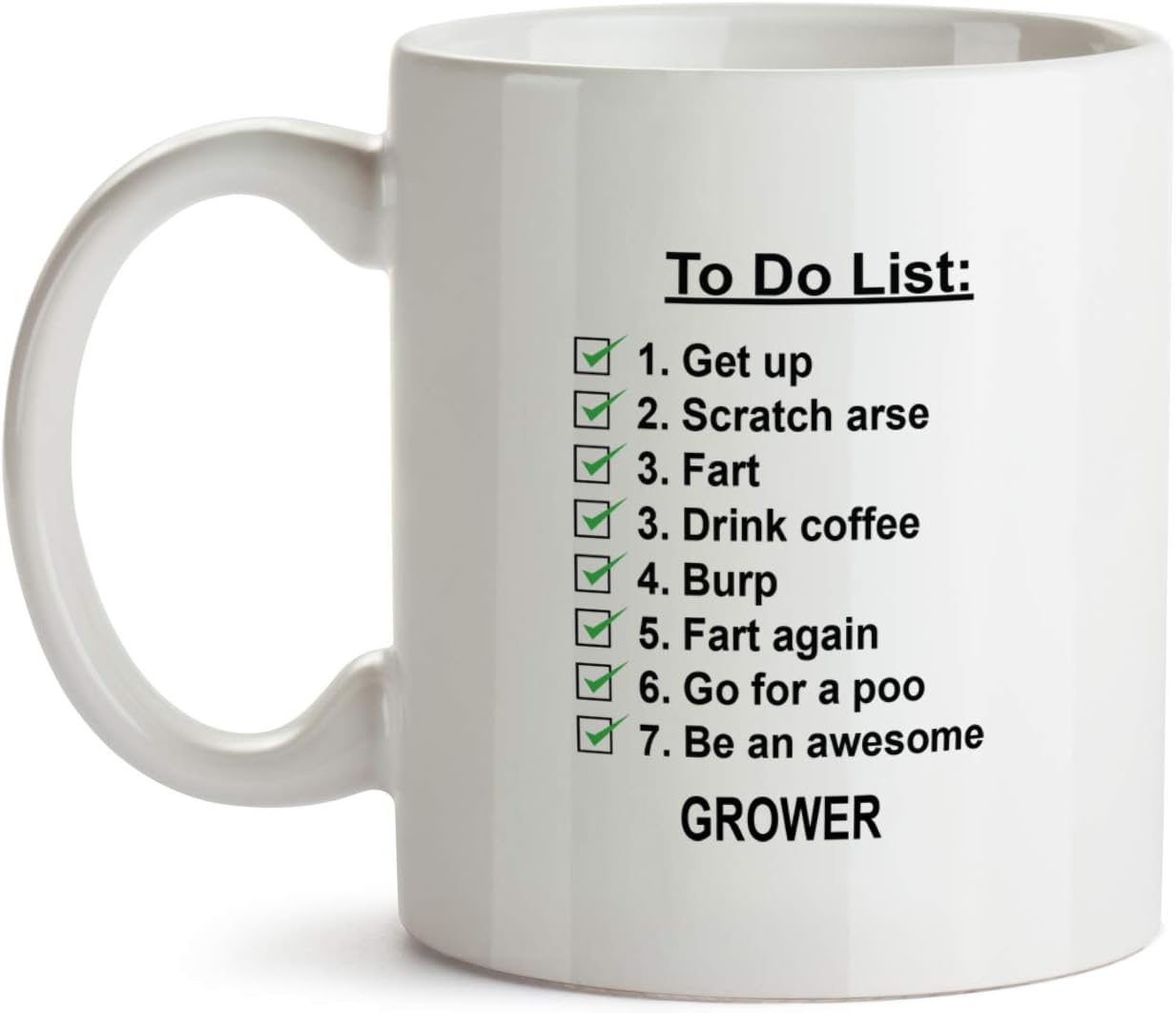 Grower Gift Mug - DM7 Funny to Do List Fart Poop Coffee Tea Cup for Coworker Colleague Women Men Female Male Friend Appreciation Present