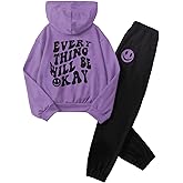 SOLY HUX Girl's Sweatsuit 2 Piece Outfits Casual Graphic Long Sleeve Hoodies Sweatshirts and Sweatpants Set Fall Clothes
