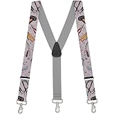 Suspender Store Novelty Pattern Trigger Snap Suspenders - 1.5-Inch Wide Elastic - Y-Back - 4 Sizes Includes Big & Tall