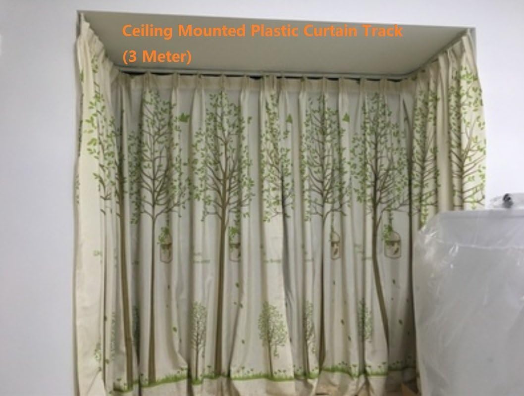 Strong & Bendable Plastic Curtain Track, 3 Meters Bendable Straight Curved Curtain Track, Ceiling Mounted (3 Meter)
