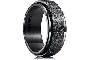 King Will 8mm Black/Silver/Gold Stainless Steel Spinner Ring For Men Women Stress Anxiety Relief Ring Fidget Ring For Unisex Adults Teens Brushed/Sand Blast/Cross sand/Polished/Grooved Center Comfort Fit