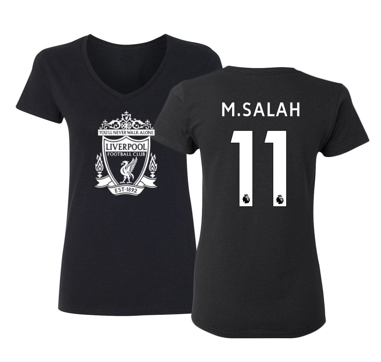 Tcamp Liverpool #11 Mohamed Salah Premier League Women's V-Neck Tshirt
