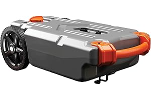 Camco Rhino 21-Gallon RV Portable Waste Tank - Features Large Heavy-Duty No-Flat Wheels & Low Drain Hole - Includes Removable Steel Tow Adapter, 3’ Sewer Hose & More RV Accessories (39002)