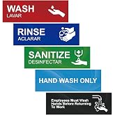 Magicfour Wash Rinse Sanitize Sink Labels, 5 Pack 3 Compartment Sink Signs | Waterproof Sticker for Wash Station, Commercial Kitchens, Restaurant, Food Trucks, Dishwashing