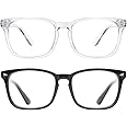 TIJN 2 Pack Blue Light Blocking Glasses, Computer Reading/Gaming/TV/Phones Glasses for Women Men,Anti Eyestrain & UV Glare