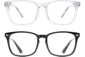 TIJN 2 Pack Blue Light Blocking Glasses, Computer Reading/Gaming/TV/Phones Glasses for Women Men,Anti Eyestrain & UV Glare