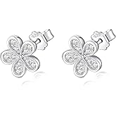 PCMaciyn Moissanite Stud Earrings, 925 Sterling Silver Plated 18K White Gold, D Color VVS1 Moissanite, Flower Design, Perfect for Women, Birthday