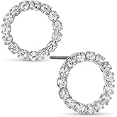 Simulated Diamond Stud Earrings for Women - Small Circle or Teardrop Cubic Zirconia Studs, Hypoallergenic and Safe for Sensitive Ears