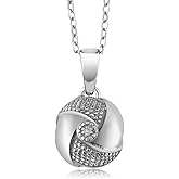 Gem Stone King 925 Sterling Silver Round Natural Diamond Knot Pendant Necklace for Women with 18 Inch Chain