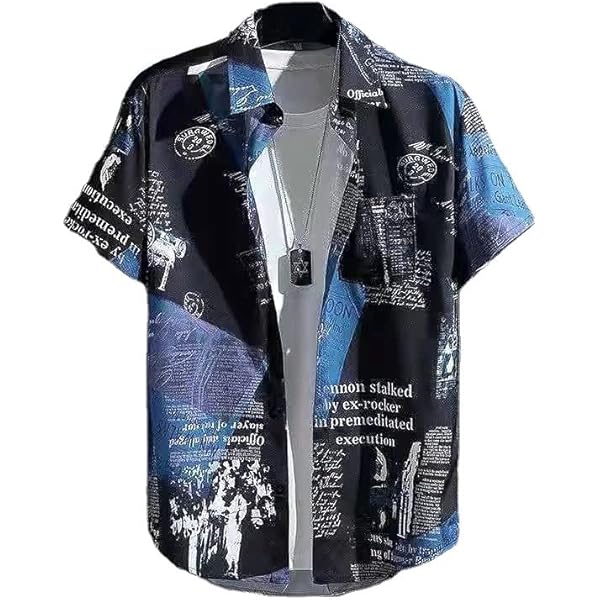 Amazon.com: Men's Casual Button Down Shirt Newspaper Print
