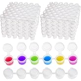 ZEAYEA 100 Strips 600 Pots Paint Pots Strips, 2ml/ 0.07 oz Empty Paint Cup Pots with Lids, Arts Crafts Plastic Storage Containers for Classrooms Schools Paintings Art Summer Camps