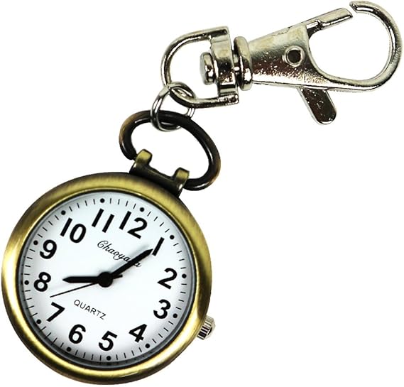 Amazon Majestic キーホルダー 時計 ナースウォッチ アンティーク調 懐中時計 フック 見やすい シンプル 大きい文字盤 ゴールド 懐中時計 腕時計 通販