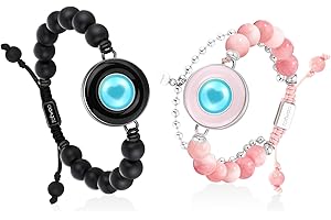 TOTWOO Long Distance Touch Bracelets for Couples, Smart Light up & Vibration for Love Couples Healing Stone Bracelet | Long Distance Relationship Gifts for Girlfriend Bluetooth Pairing Jewelry