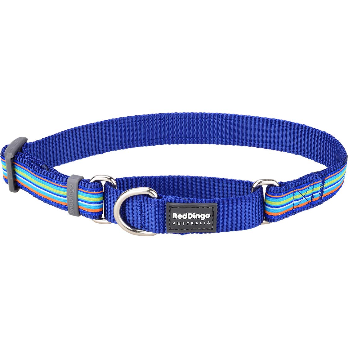 Red Dingo Blue Stripes Martingale Dog Collar (20mm x 32-47cm), M