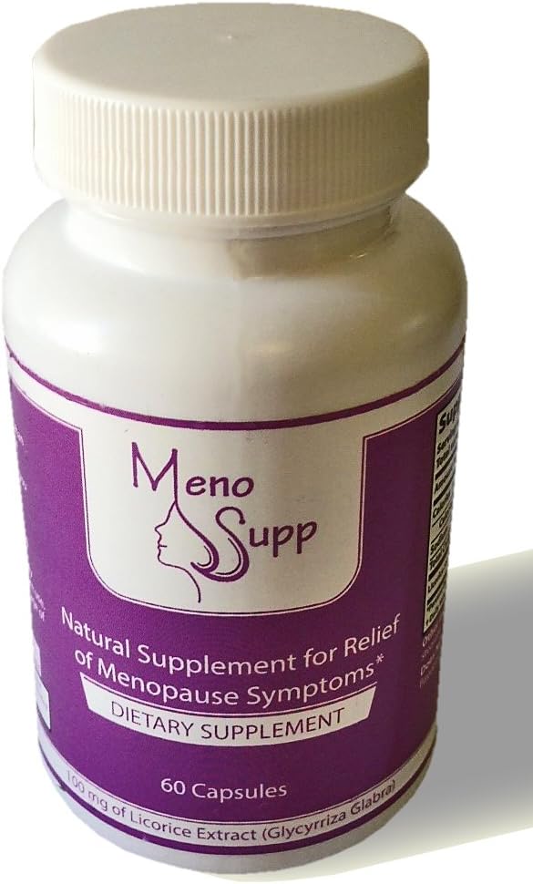 Menosupp- Menopause Supplements for 100% Natural Menopause Relief of Symptoms - Hot Flashes, Night Sweats, Mood Swings, Vaginal Dryness - Licorice Root Extract in Vegetable Capsule for Menopause Support
