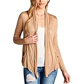 ToBeInStyle Womens Open Front Long Sleeve Lightweight Asymmetrical Draped Cardigan with Side Pockets