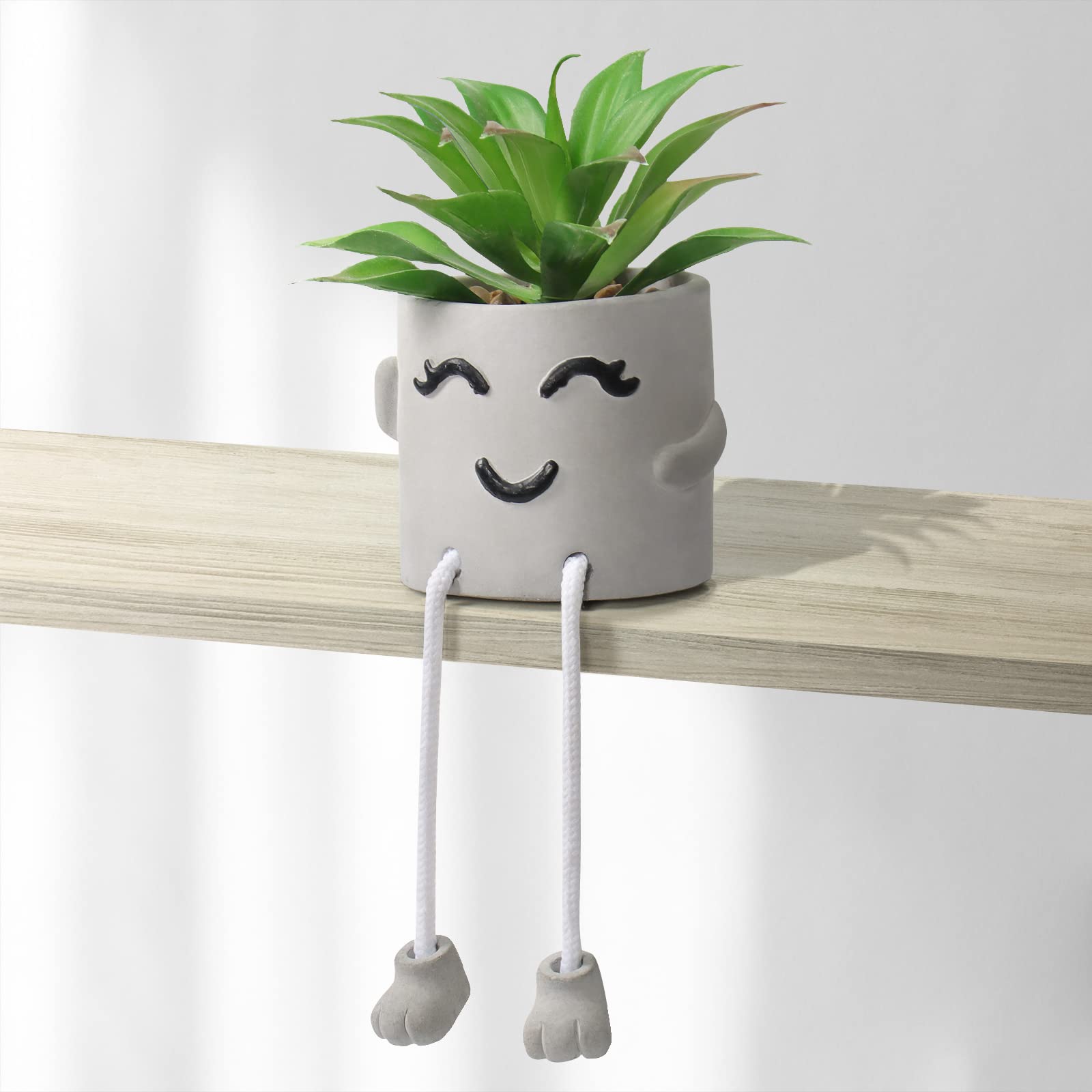 Dremisland Fake Plants with Cement Potted Artificial Plants Indoor Small Artificial Plants in Pots Mini Fake Succulent Plant Desk Plant Decor for Christmas Home Office Table Desk Living Room Shelves