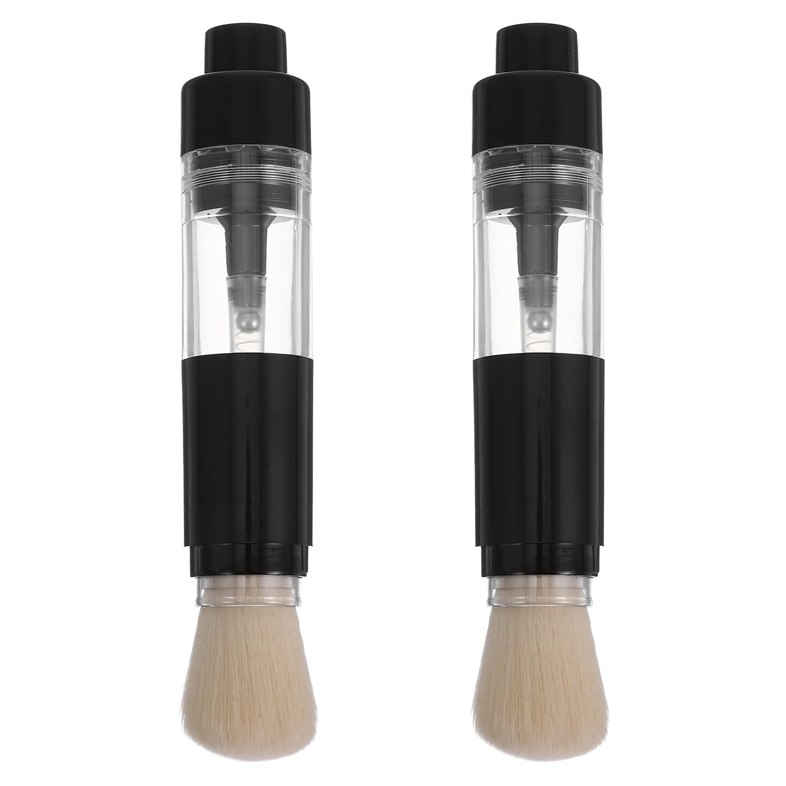 FRCOLOR Refillable Pressure-Type Makeup Brush Portable Loose Powder Dispenser with Cap for Face Makeup Multi-Function Compact Powder Brush for Travel and Daily Use