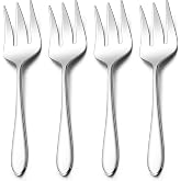Stainless Steel Serving Forks, E-far 4-Piece Metal Hostess Serving Utensils Set for Meat Catering Buffet Party Kitchen Restaurant, Non-toxic &amp; Dishwasher Safe