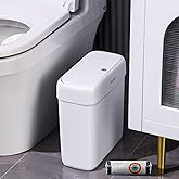 JOYBOS Bathroom Trash Can with Lid, 3 Gallon Small Garbage Can, 10L Dogproof Slim Plastic Narrow Trash Bin with Pop-up Lid for Toilet, Office, Bedroom, Living Room, White