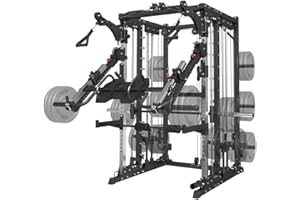 FAGUS H Commercial Smith Machine with Smith Bar, 4000LBS Power Cage Squat Rack with Lever Arm, Leg Press, LAT Pull Down System, Multi-Function Linear Bearing Cable Crossover Machine for Home Gym