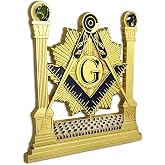 Masonic Car Emblem Altar Pillars Square &amp; Compass Freemason Auto Badge